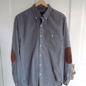 J. Crew Suede Elbow Patch Flannel Shirt